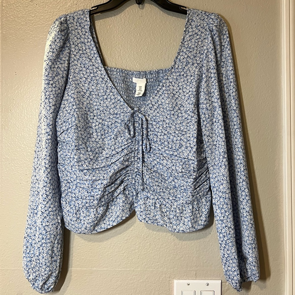 Blue floral blouse